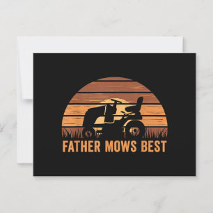 Father Mows Best Lawn Care Dad Mowing Gardener Fat Postcard