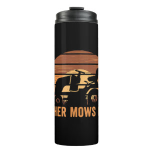 Father Mows Best Lawn Care Dad Mowing Gardener Fat Thermal Tumbler