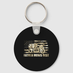 Father Mows Best Lawn Care Dad Mowing Patriotic Fa Key Ring
