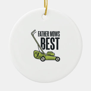 Father Mows Best Vintage Lawn Mower Shirt Design_1 Ceramic Ornament
