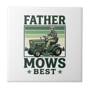 Father Mows Best Vintage Lawn Mower Shirt Design_1 Ceramic Tile