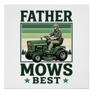 Father Mows Best Vintage Lawn Mower Shirt Design_1 Poster