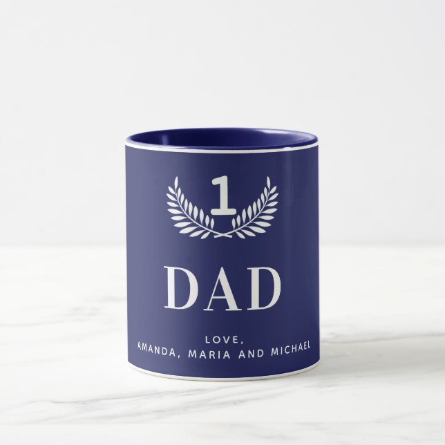 Father navy blue white names kids mug (Center)