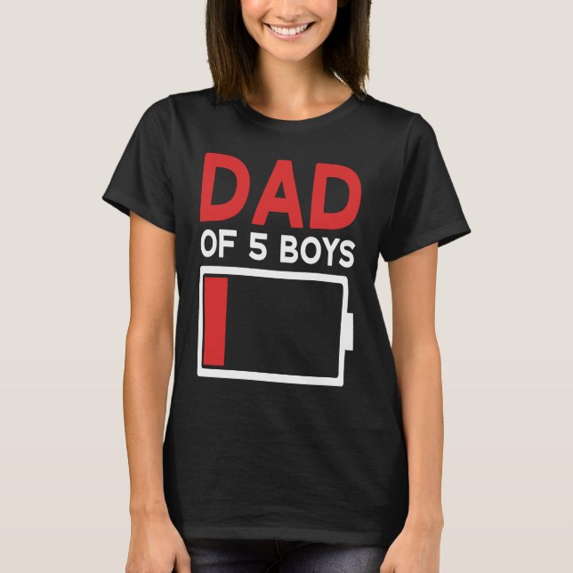 Father of 5 Boys Father's Day Papa T-Shirt (Front)