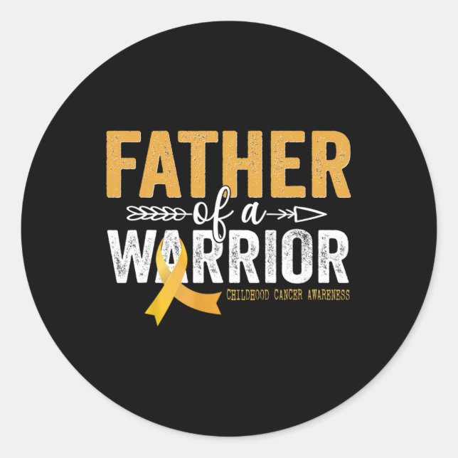 Father Of A Warrior Childhood Cancer - Ribbon Onco Classic Round Sticker (Front)