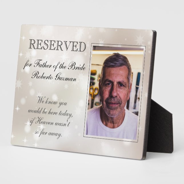 Father of Bride Photo Stars Seat Memorial Wedding Plaque (Side)