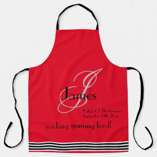 Father Of Groom Gift Monogram Name Rustic Chic Red Apron