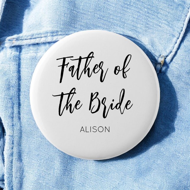 Father of the Bride Black White Wedding 6 Cm Round Badge (Creator Uploaded)
