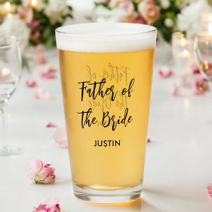 Father of the Bride Black White Wedding  Glass