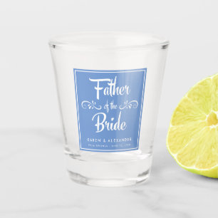 Father of the Bride Blue and White Shot Glass