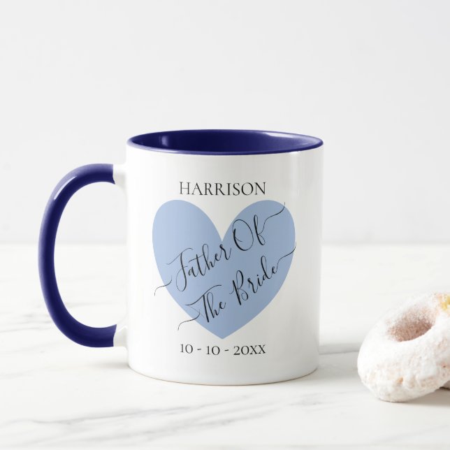 Father Of The Bride Blue Heart Personalised Mug (With Donut)