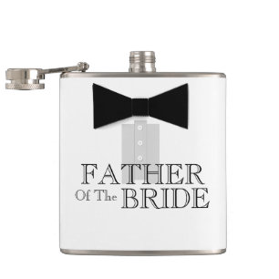 Father of the Bride Bow Tie Tuxedo Hip Flask