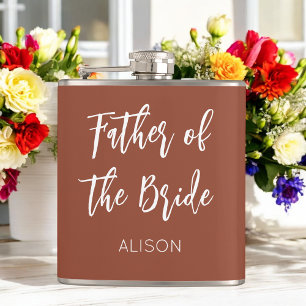 Father of the Bride Brown Wedding Terracotta Hip Flask