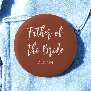 Father of the Bride Brown White Wedding 6 Cm Round Badge