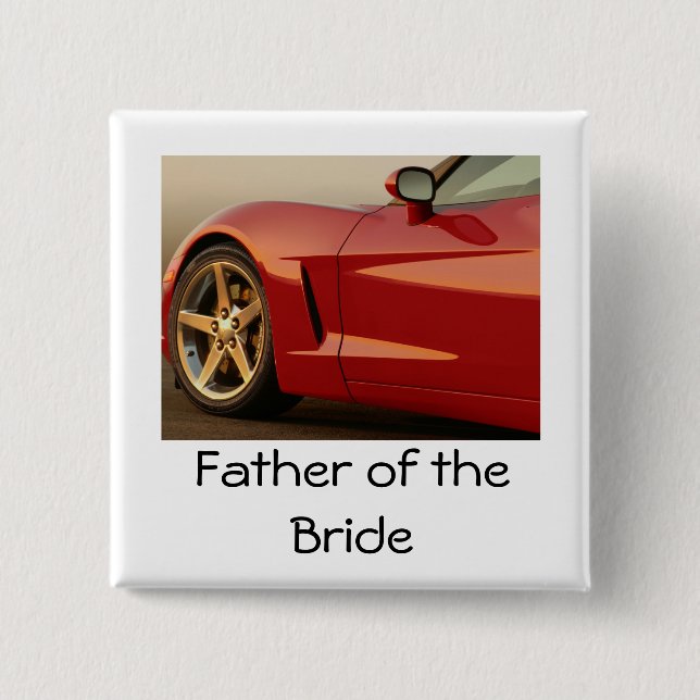Father of the Bride Corvette 15 Cm Square Badge (Front)