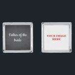 Father of The Bride Custom Photo Silver Finish Cufflinks<br><div class="desc">Blackboard Chalkboard Father of the Bride custom cufflinks.</div>