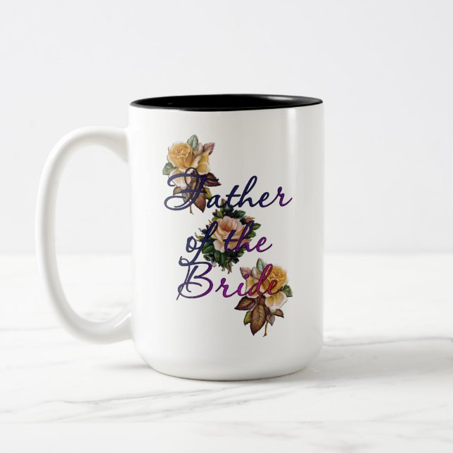Father Of The Bride Floral Two-Tone Coffee Mug (Left)
