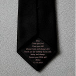 Father of the Bride Gift from Bride black Tie<br><div class="desc">On your wedding day, reminisce with your dad about the adorable little one he once was by gifting him this personalised father-of-the-bride tie featuring a personalised message with your name and wedding date with black tie with black lettering. Enter the name and date to be printed in a customised section....</div>