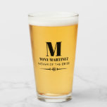 Father of the Bride Monogram Wedding Beer Glass<br><div class="desc">Bold monogram design places a capital letter and name above the title groomsman. Easy to customise.</div>