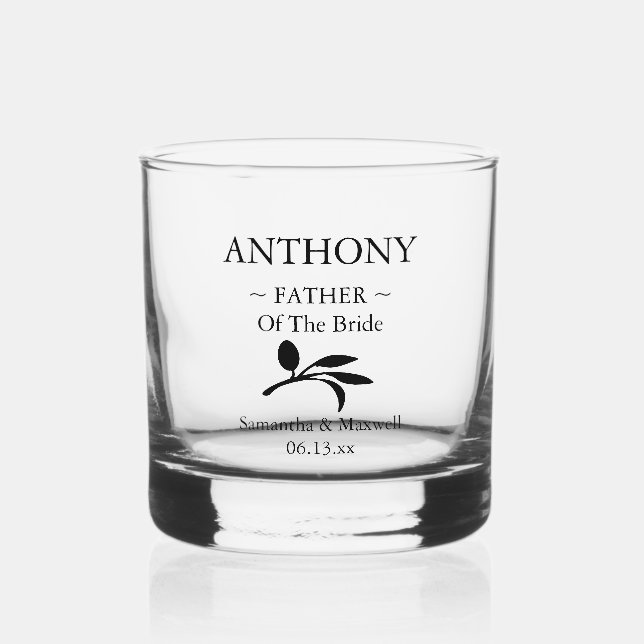 Father of the Bride Personalised Wedding Party Whiskey Glass (Front)