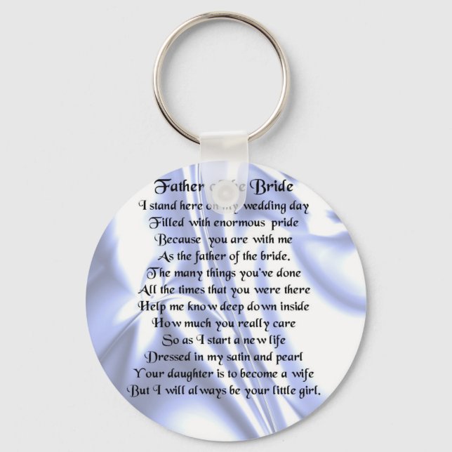 Father of the Bride Poem - Blue Silk Key Ring (Front)