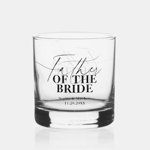 Father of the Bride Script Classic Wedding Whiskey Glass