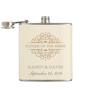 Father of the Bride - Vintage Scrolls Hip Flask
