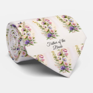 Father of the Bride Watercolor Flowers Tie