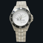 Father Of The Bride Wedding Gift Monogram Sporty   Watch<br><div class="desc">Father Of The Bride Wedding Gift Monogram Sporty Watch. Click personalise this template to customise it with the monogram initial, the name, and the wedding date quickly and easily. Father Of The Bride Wedding Gift Monogram Sporty Watch, is part of the Parent Gifts Collection in this store, with a matching...</div>