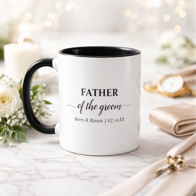 Father of the Groom Black and White Personalized Mug (Creator Uploaded)
