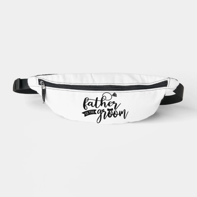 Father of the Groom Black Text on White Fanny Pack (Front)