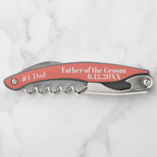 Father of the Groom Coral Wedding Favour Corkscrew