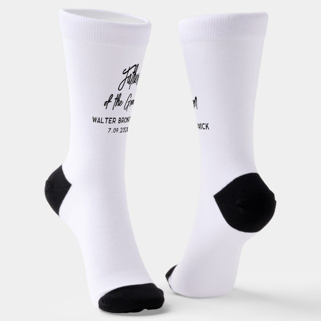 Father Of The Groom Elegant Script Wedding Custom Socks (Angled)