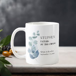 Father of the Groom Eucalyptus Greenery Wedding Coffee Mug<br><div class="desc">Personalised coffee mug for you to customise with name of anyone in your wedding party. You can also add the bride and groom's names and the wedding date. This delicate design has a sprig of eucalyptus leaves on a watercolor wash with watercolor greenery and foliage in shades of dusty blue...</div>