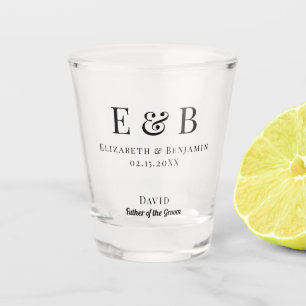 Father of the Groom Gift Monogram Wedding Minimal Shot Glass