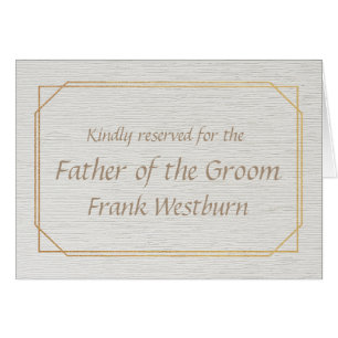Father of the Groom Gold and White Place Name Card