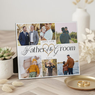 Father of the Groom Heart Then Now Photo Collage Plaque