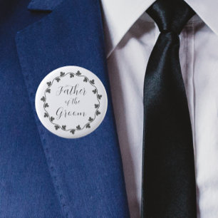 Father of the Groom Ivy Botanical Wedding 6 Cm Round Badge