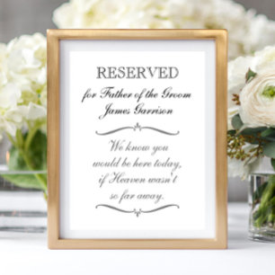 Father of the Groom Memorial Reserved Wedding Poster