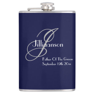 Father Of The Groom Monogram Wedding Gift Cool  Hip Flask