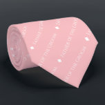 Father of the Groom Repeating White Text on Pink Tie<br><div class="desc">This fun blush rose or pink colored neck tie is the perfect accessory for the father of the groom at your wedding. It features a simple yet elegant design with the word "Father of the Groom" written in a sophisticated all capital white font, and repeating in a diagonal pattern with...</div>