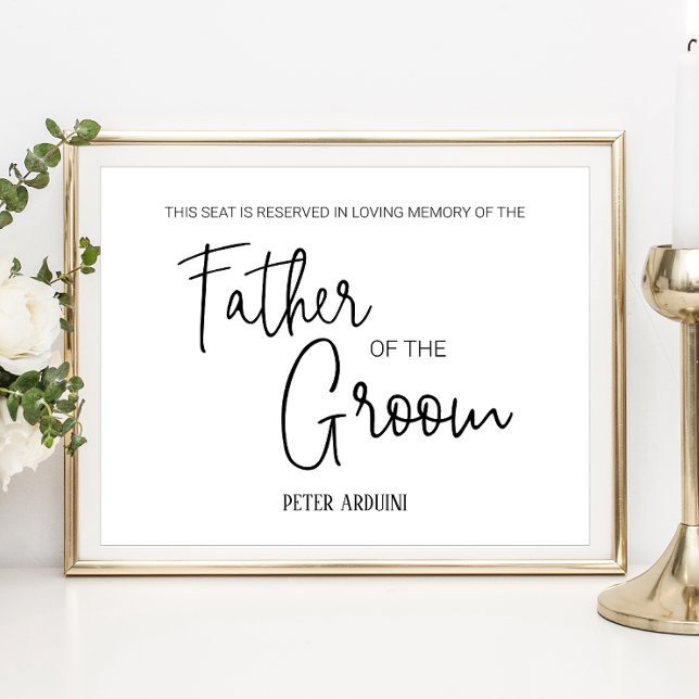 Father of the Groom Reserved Seat Memorial Wedding Poster (Creator Uploaded)