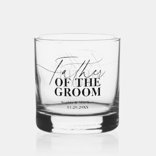 Father of the Groom Script Classic Wedding Whiskey Glass