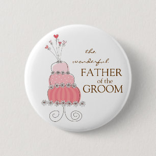 FATHER OF THE GROOM Sweet Pink Wedding Cake Button