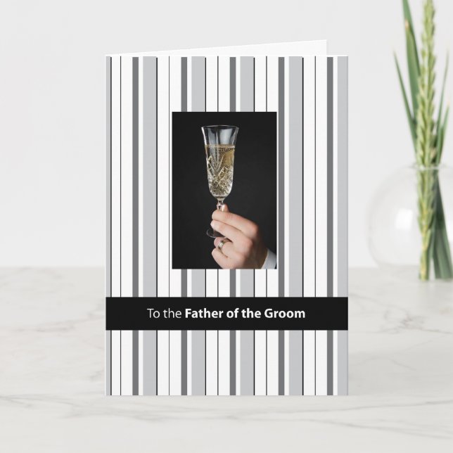 Father of the Groom, Thanks Champagne Toast, Black Thank You Card (Front)