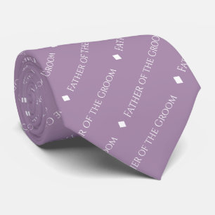 Father of the Groom Tiled White Text on Lavender Tie