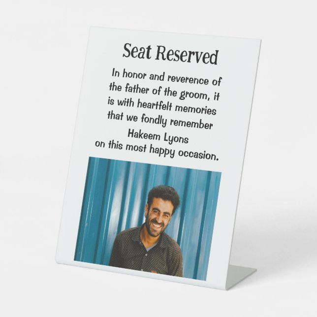 Father Of The Groom Wedding Memorial Plaque Sign (Front)