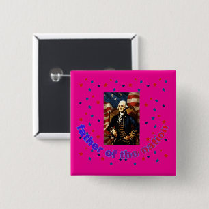 Father of the nation hot pink 15 cm square badge