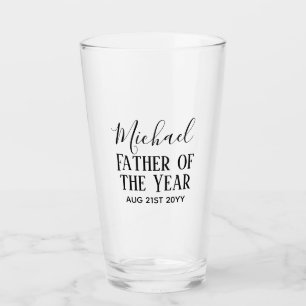Father of the YEAR DAD Husband Man CUSTOPM TEXT Glass