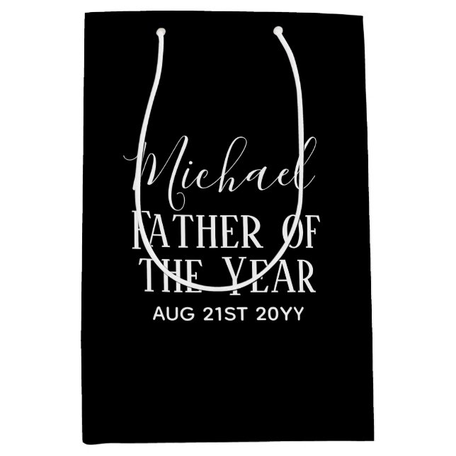 Father of the YEAR DAD Husband Man CUSTOPM TEXT Medium Gift Bag (Front)
